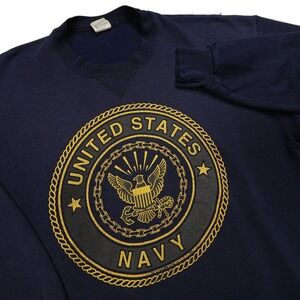 VINTAGE SOFFE Men's XL Blue United States Navy Emblem Crewneck Sweatshirt USA